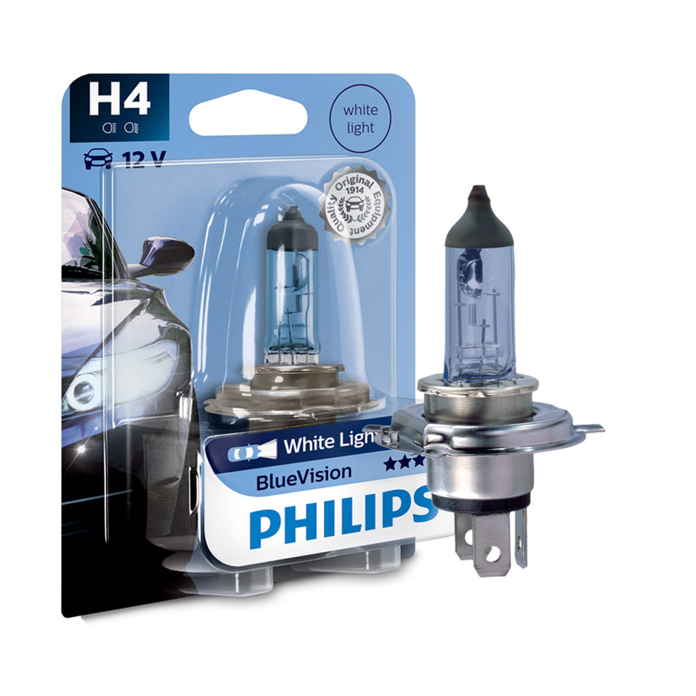 Lampada H4 Philips Blue Vision 3700K 12V 55/60W Unitario