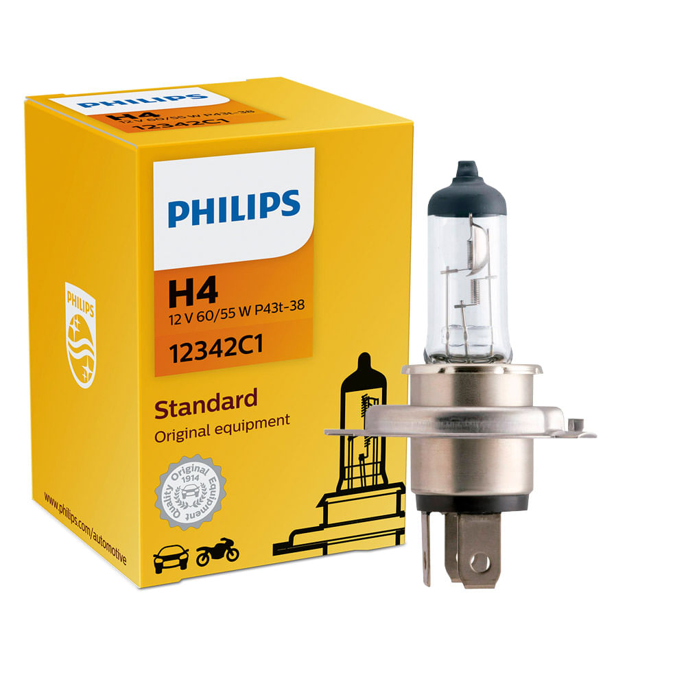 Lampada H4 Philips Standart 2800K 12V 55/60W Unitario