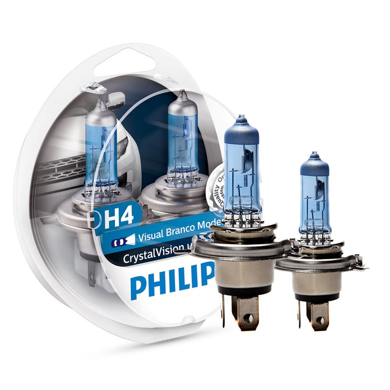 Par Lampada H4 Philips Crystal Vision Ultra 4100K 12V 55
