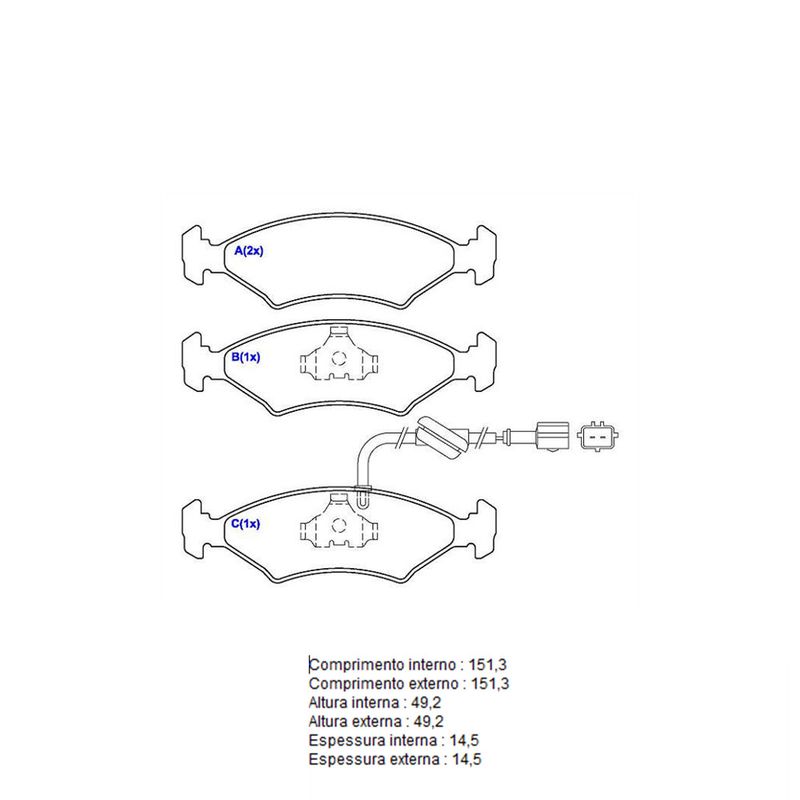 Pastilha-Freio-Convencional-Dianteira-Com-Alarme-Sistema-Teves-1233-Syl Pastilha-Freio-Convencional-Dianteira-Com-Alarme-Sistema-Teves-1233-Syl