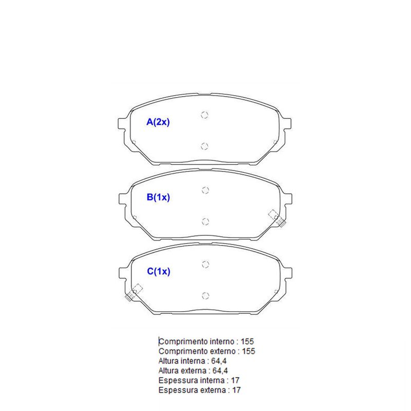 Pastilha-Freio-Convencional-Dianteira-Sem-Alarme-Sistema-Hyundai-3261-Syl Pastilha-Freio-Convencional-Dianteira-Sem-Alarme-Sistema-Hyundai-3261-Syl
