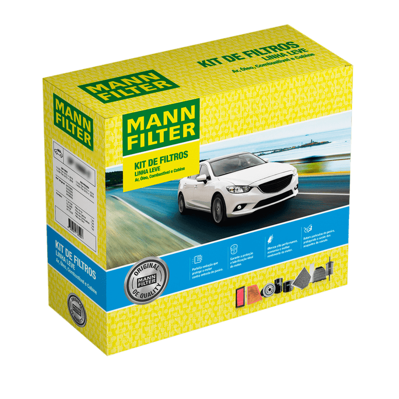 Kit-de-Filtros-Hyundai-Hb20-1.0-12V-2013-a-2019-Ar-Condicionado-Cabine-Combustivel-e-Oleo-Mann-SP110684-Frente