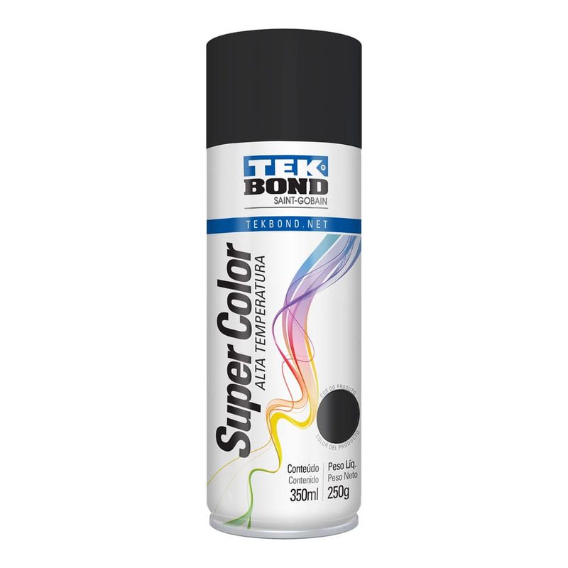 Tinta-Aerossol-Spray-Preto-Fosco-Alta-Temp-Tekbond-38565 Tinta-Aerossol-Spray-Preto-Fosco-Alta-Temp-Tekbond-38565