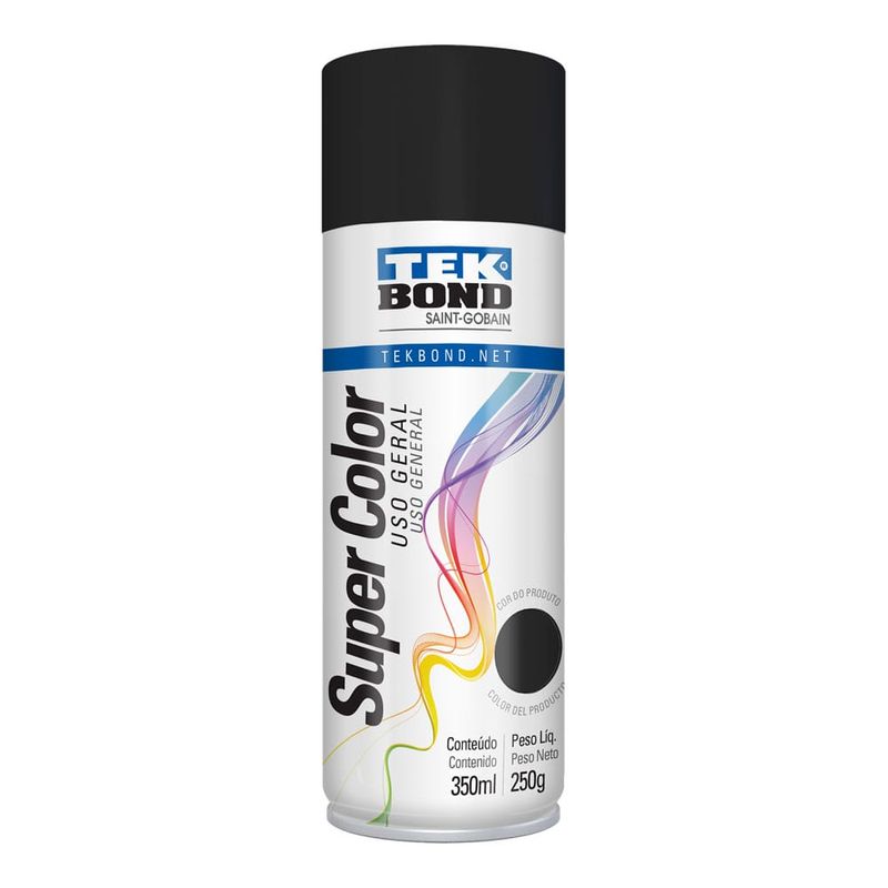 Tinta-Aerossol-Spray-Preto-Fosco-Uso-Geral-Tekbond-39043 Tinta-Aerossol-Spray-Preto-Fosco-Uso-Geral-Tekbond-39043